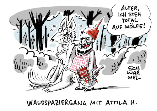 Cartoon: Waldspaziergang mit Attila H (medium) by Schwarwel tagged attila,hildmann,vegankoch,verschwörungstheoretiker,verschwörungstheorie,verschwörungsmythen,nazi,nazis,neonazis,rechtsextremismus,rechtsextrem,rechter,terror,rechtsterrorismus,faschismus,nationsalsozialismus,hitler,avocadolf,waldspaziergang,spiegel,medien,journalismus,veganer,koch,radikal,radikalisierung,morddrohung,hass,hetze,hasskommentare,telegram,coronademo,coronaprotestaktion,reichskanzler,todesdrohung,bill,gates,g5,corona,coronavirus,antisemitismus,antisemit,holocaust,cartoon,karikatur,schwarwel,attila,hildmann,vegankoch,verschwörungstheoretiker,verschwörungstheorie,verschwörungsmythen,nazi,nazis,neonazis,rechtsextremismus,rechtsextrem,rechter,terror,rechtsterrorismus,faschismus,nationsalsozialismus,hitler,avocadolf,waldspaziergang,spiegel,medien,journalismus,veganer,koch,radikal,radikalisierung,morddrohung,hass,hetze,hasskommentare,telegram,coronademo,coronaprotestaktion,reichskanzler,todesdrohung,bill,gates,g5,corona,coronavirus,antisemitismus,antisemit,holocaust,cartoon,karikatur,schwarwel