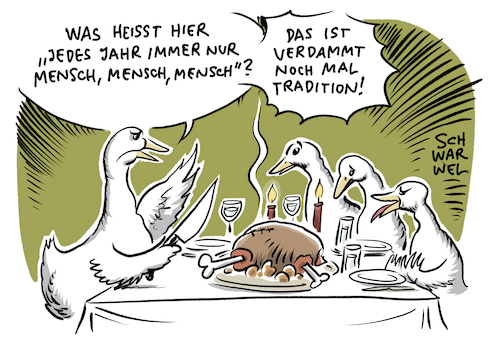 Weihnachtsgänse von Schwarwel | Wirtschaft Cartoon | TOONPOOL