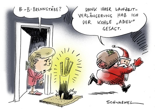Weihnachtskarikatur Brennstäbe