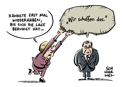 Cartoon: Wir schaffen das Gabriel (medium) by Schwarwel tagged flüchtlingskrise,flüchtlingspolitik,flüchtlinge,geflüchtete,wir,schaffen,da,angie,angela,merkel,sigmar,gabriel,karikatur,schwarwel,flüchtlingskrise,flüchtlingspolitik,flüchtlinge,geflüchtete,wir,schaffen,da,angie,angela,merkel,sigmar,gabriel,karikatur,schwarwel