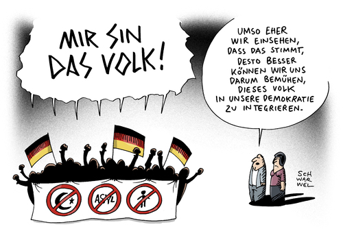 Cartoon: Wir sind das Volk (medium) by Schwarwel tagged wir,sind,das,volk,friedliche,revolution,demo,demonstration,mob,fremdenfeindlich,hass,wut,terror,angst,gewalt,clausnitz,sachsen,bautzen,dresden,rechts,nazi,nazis,besorgte,bürger,wutbürger,demokratie,karikatur,schwarwel,asyl,asylsuchende,flüchtlinge,geflüchtete,flüchtlingsheim,pegida,lutz,bachmann,tillich,cdu,afd,asylantenheim,heimleiter,wir,sind,das,volk,friedliche,revolution,demo,demonstration,mob,fremdenfeindlich,hass,wut,terror,angst,gewalt,clausnitz,sachsen,bautzen,dresden,rechts,nazi,nazis,besorgte,bürger,wutbürger,demokratie,karikatur,schwarwel,asyl,asylsuchende,flüchtlinge,geflüchtete,flüchtlingsheim,pegida,lutz,bachmann,tillich,cdu,afd,asylantenheim,heimleiter