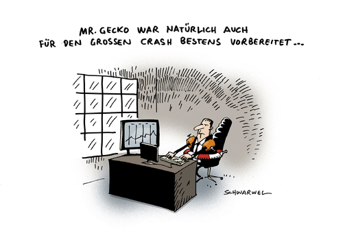 Cartoon: Wirtschaft Warnung vor Crash (medium) by Schwarwel tagged crash,wirtschaftsexperten,wirtschaft,rückgang,werte,finanzen,geld,gecko,bank,karikatur,schwarwel,crash,wirtschaftsexperten,wirtschaft,rückgang,werte,finanzen,geld,gecko,bank,karikatur,schwarwel