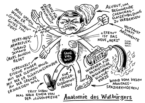 Cartoon: Wutbürger (medium) by Schwarwel tagged wutbürger,besorgte,bürger,legida,rechtspopulisten,montag,leipzig,sachsen,kaltland,rechts,nazi,terror,wut,angst,hass,gewalt,demonstration,spd,grüne,die,linke,cdu,ministerpräsident,tillich,gegenprotest,asyl,asylsuchende,flüchtlinge,geflüchtete,flüchtlingspolitik,flüchtlingsheime,brand,brandanschlag,chemtrail,aluhut,gutmensch,gutmenschen,afd,frauke,petry,storch,lügenpresse,karikatur,schwarwel,wutbürger,besorgte,bürger,legida,rechtspopulisten,montag,leipzig,sachsen,kaltland,rechts,nazi,terror,wut,angst,hass,gewalt,demonstration,spd,grüne,die,linke,cdu,ministerpräsident,tillich,gegenprotest,asyl,asylsuchende,flüchtlinge,geflüchtete,flüchtlingspolitik,flüchtlingsheime,brand,brandanschlag,chemtrail,aluhut,gutmensch,gutmenschen,afd,frauke,petry,storch,lügenpresse,karikatur,schwarwel