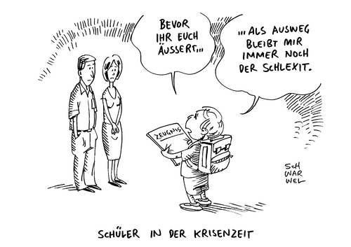 Cartoon: Zeugnisse Krisenzeit (medium) by Schwarwel tagged zeugnisse,krisenzeit,schule,schüler,zeugniss,familie,krise,noten,zensuren,karikatur,schwarwel,zeugnisse,krisenzeit,schule,schüler,zeugniss,familie,krise,noten,zensuren,karikatur,schwarwel