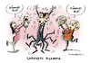 Cartoon: Sarkozys Dilemma (small) by Schwarwel tagged frankreich,premier,sarkozy,euro,krise,politik,statt,politiker,chef,fuehrung,geld,finanzen,wirtschaft,merkel,angela,angie,karikatur,schwarwel