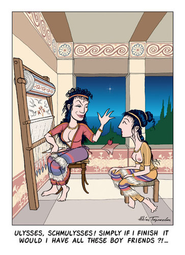 Cartoon: Faithful Penelope (medium) by etc tagged penelope,women,ulysses,greek,mythology,fidelity,mycenean,ithaca