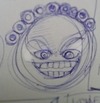 Cartoon: Kritzel (small) by manfredw tagged face,grinsen,gesicht,kritzeln,schminke,augen,locken