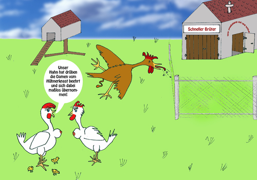 Cartoon: Hühnerknast (medium) by Peter Losch tagged ostern,eier,massentierhaltung,gesundheit,artenschutz,verantwortung,die,macht,des,geldes
