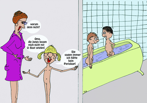 Cartoon: Periskop (medium) by Peter Losch tagged kinder,unterschied,kindermund,spiel,baden