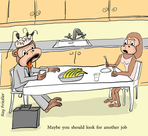 Cartoon: monkey job (medium) by roy friedler tagged animal,monkey,brain,experiments,job