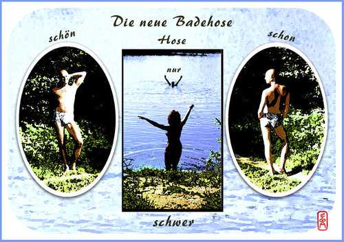 Cartoon: Die neue Badehose (medium) by edda von sinnen tagged sommer,badehose,swimming,trunks,ertrinken,edda,von,sinnen