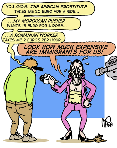 Cartoon: immigrants (medium) by emmeppi tagged cartoons,satire