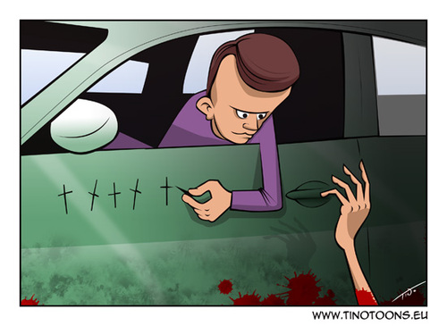 Cartoon: The Driver (medium) by tinotoons tagged driver,accident,help,car