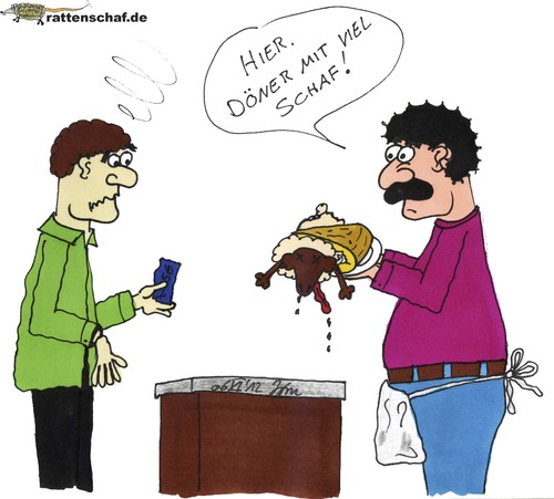 Cartoon: Döner mit viel Schaf. (medium) by Butterfass tagged food