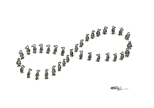 Cartoon: Möbius Schlange (medium) by Ottitsch tagged queue,schlange,moebius,möbius,endlos,anstellen,line,in,stand,endless,infinity,unendlich