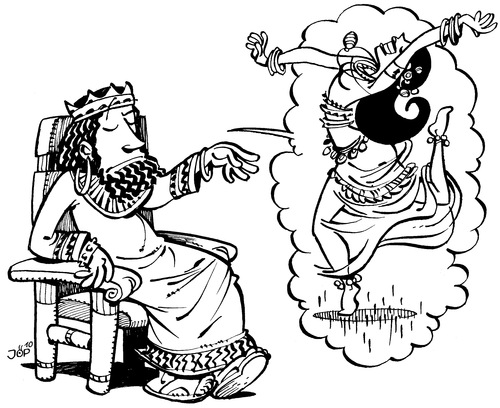 Cartoon: Wasti soll tanzen! (medium) by Comiczeichner tagged wasti,bibel,altes,testament,esther,könig,tanz,babylon