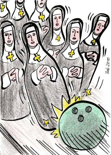 Cartoon: Alle Neune (medium) by bob tagged nonnen,kegeln