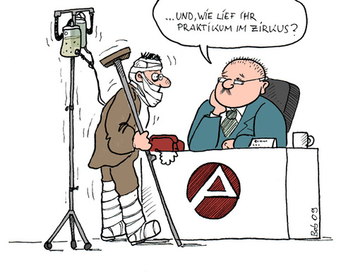 Cartoon: Das Praktikum (medium) by bob tagged arbeitsamt,praktikum,zirkus