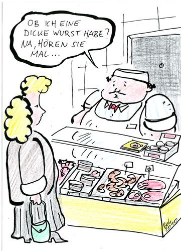 Cartoon: Dicke Wurst (medium) by bob tagged metzger,wurst