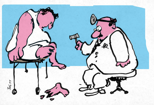 Cartoon: If I had a hammer (medium) by bob tagged arzt,doktor,praxis,hammer,hämmerchen,patient,knie,bob,hack