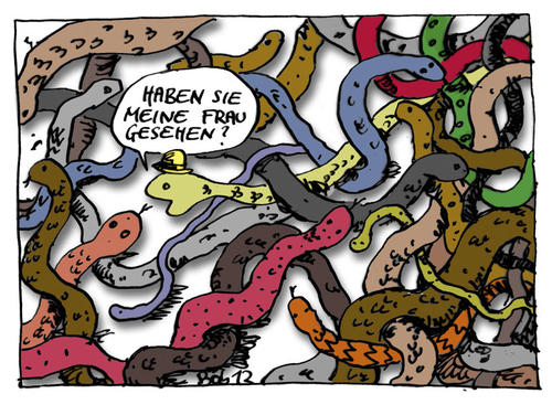 Cartoon: Schlangen (medium) by bob tagged schlangen,reptilien,frau,ehefrau,gesucht,suche