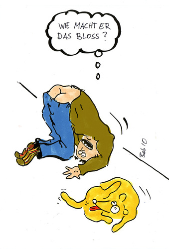 Cartoon: wie macht er das (medium) by bob tagged mann,hund