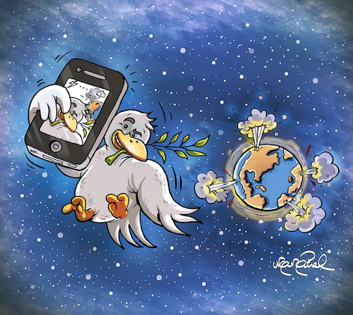 Cartoon: Peace bird (medium) by ugurgunel tagged war,worldwar,peace,election,selfy