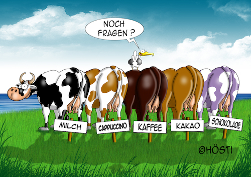 Cartoon: Cappucchinokühe (medium) by Hösti tagged hoesti,de