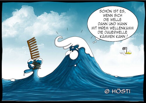 Cartoon: Dauerwelle (medium) by Hösti tagged es,ist,dazu,alles,gesagt