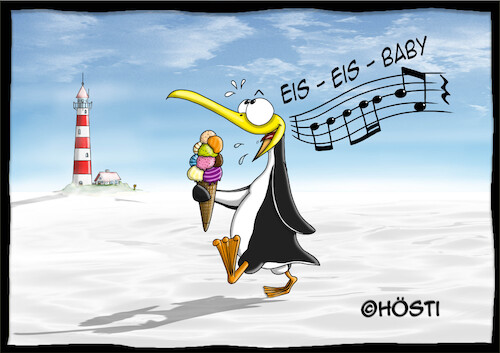 Cartoon: Eis Eis Baby (medium) by Hösti tagged optimismus,eis