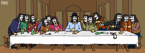 Cartoon: fawkes last supper (medium) by raim tagged supper,last,fawkes