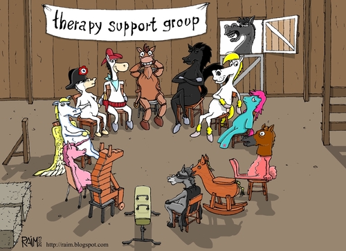 Cartoon: therapy group (medium) by raim tagged horse,therapy,group