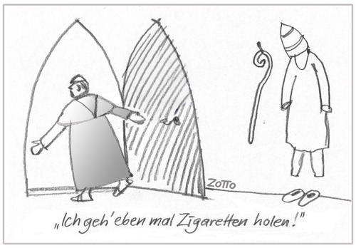 Cartoon: Pope goes! (medium) by Zotto tagged catholics,parodie,satire