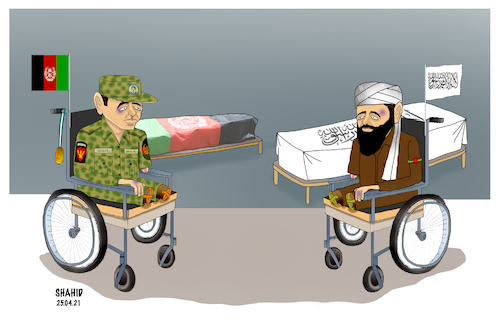 Cartoon: 2 sides of Afghan civil war ! (medium) by Shahid Atiq tagged afghanistan
