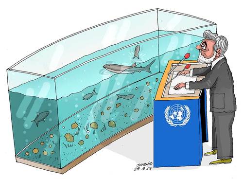 Cartoon: Abdullah in UN (medium) by Shahid Atiq tagged afghanistan,kabul,terrorism,taliban