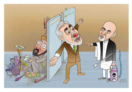 Cartoon: Afghan Foreign Affairs Ministry (medium) by Shahid Atiq tagged afganistan