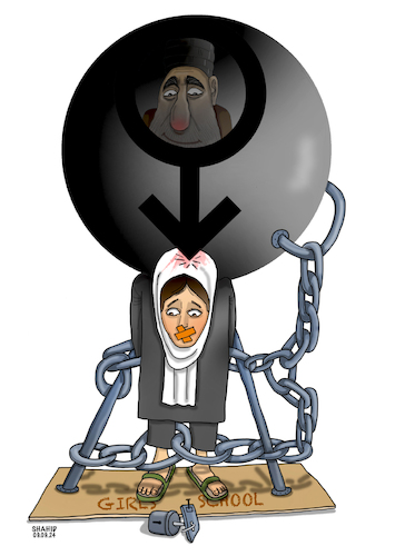 Cartoon: Afghan women ! (medium) by Shahid Atiq tagged afghanistan