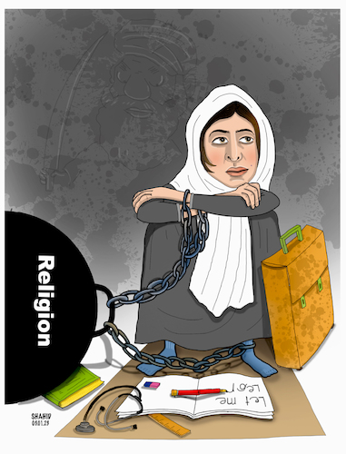 Cartoon: Afghan women in captivity ! (medium) by Shahid Atiq tagged afghanistan