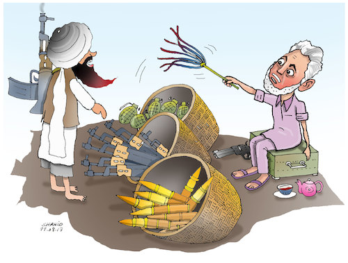 Cartoon: Army sells weapon to taliban! (medium) by Shahid Atiq tagged afghanistan,balkh,helmand,kabul,london,nangarhar,and,ghor,attack