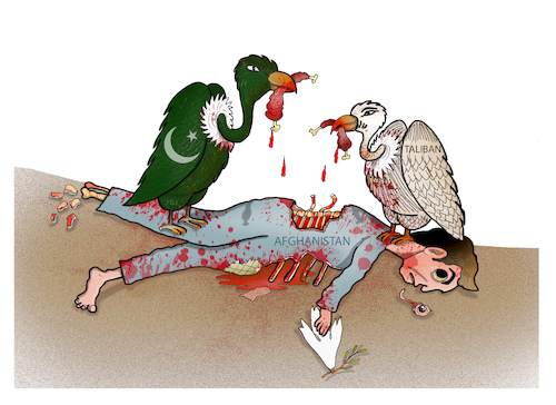Cartoon: Bad situation in Afghanistan! (medium) by Shahid Atiq tagged afghanistan