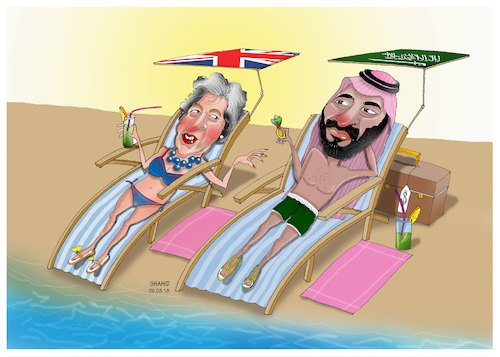Cartoon: Bin Salman in London ! (medium) by Shahid Atiq tagged saudi