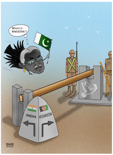 Cartoon: Border by Shahid Atiq tagged afghanistan