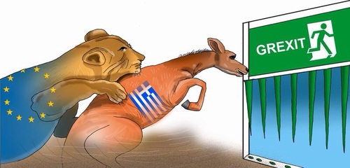 Cartoon: EU Or GREXIT (medium) by Shahid Atiq tagged 0223