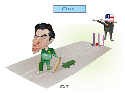 Cartoon: Imran Khan left the square! (medium) by Shahid Atiq tagged pakistan