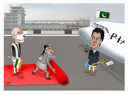 Cartoon: Imran Khan visit Kabul ! (medium) by Shahid Atiq tagged afghanistan
