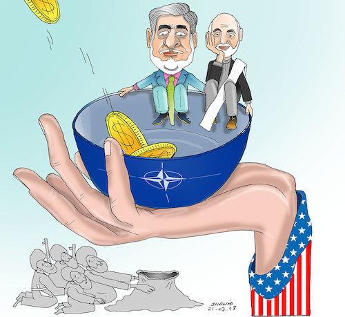 Cartoon: Nato and Afghanistan! (medium) by Shahid Atiq tagged afghanistan,balkh,helmand,kabul,london,nangarhar,and,ghor,attack
