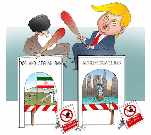 Cartoon: Only the pure are allowed in! (medium) by Shahid Atiq tagged trump,afghanistan,safi,shahid,bahar,ieba,rayian,isi,pakistan,kabul