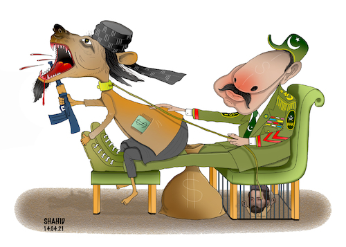 Cartoon: Pakistan Support Taliban ! (medium) by Shahid Atiq tagged afghanistan