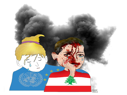 Cartoon: Solidarity with the Lebanese peo (medium) by Shahid Atiq tagged world