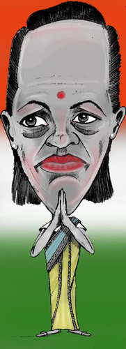 Cartoon: Sonia Gandhi (medium) by Shahid Atiq tagged 078